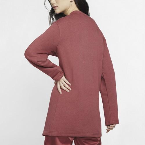 Nike Women's Casual Fleece-Lined Thick Mid-Length Hoodie in Red
