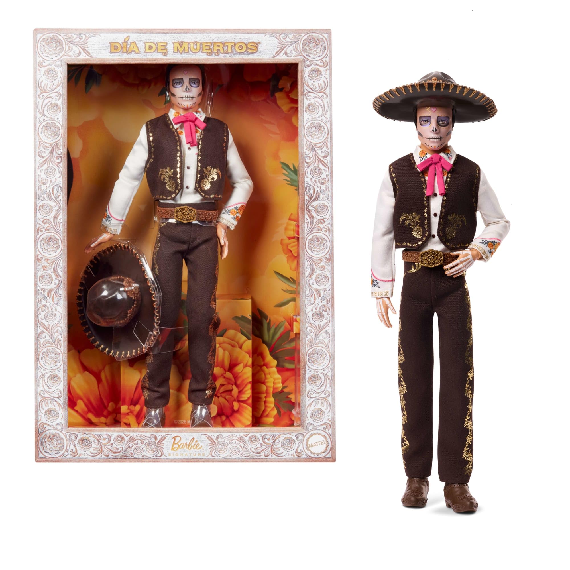 

Barbie Ken Dia de Muertos Signature Black Dress-Up Doll and House for Pretend Play, Ages 6 and Up, Orange, JBJ06