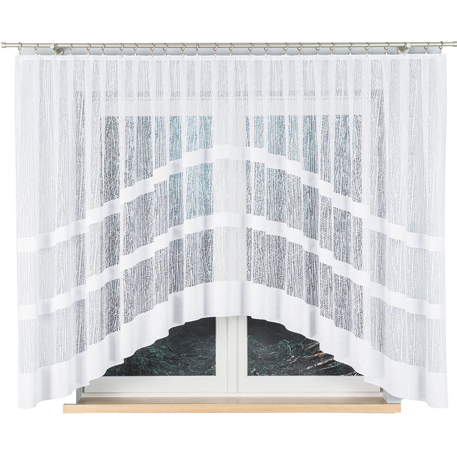 Wiktoria - Ready-made Jacquard Curtain with Bottom Trim - - White