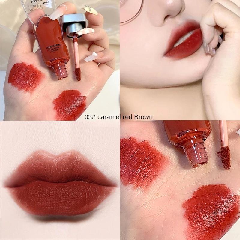 Ice Velvet Moisturizing and Hydrating Lip Glaze Natural White Mist Lip Glaze Matte Lip Gloss Waterproof Lipstick Lasting Setting Women's Makeup