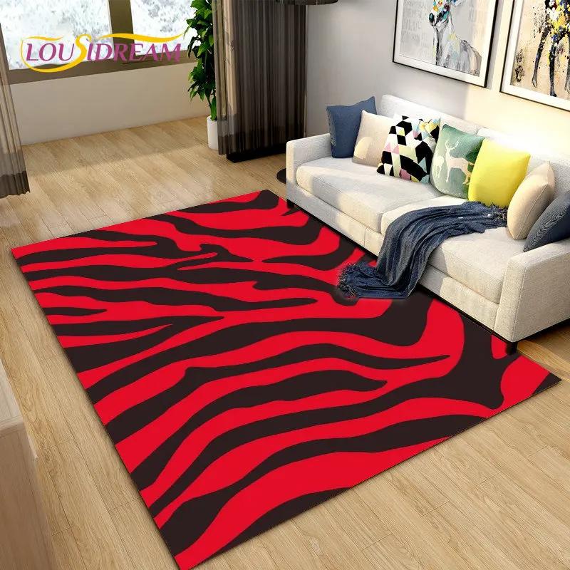 Tapis de Zone Grand Série Couleur 3D Motif Zèbre, Tapis pour Salon Chambre Cuisine Décoration Paillasson, Tapis de Sol Antidérapant