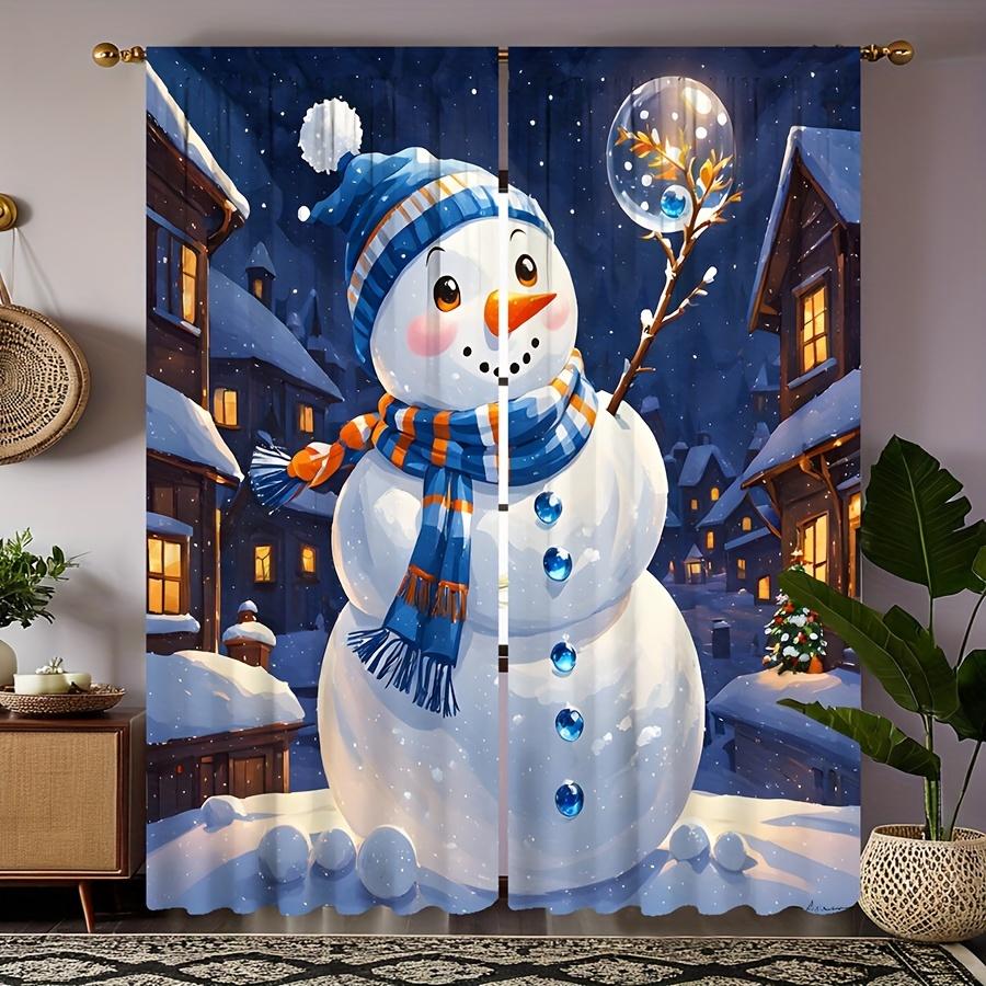 2pcs Set of Festive Christmas Curtains with Red Green Ornaments Digital Printed, Rod Pocket Design for Living Room Bedroom Decor