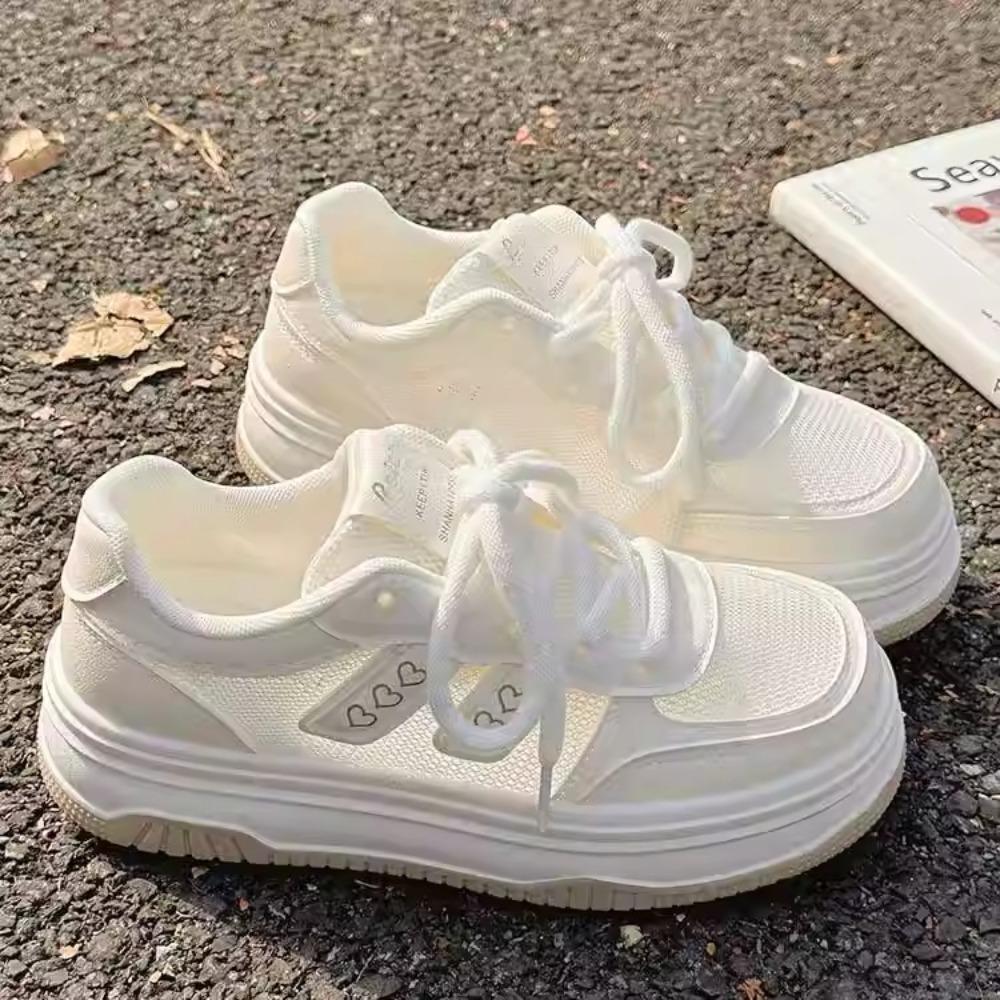 2025 Trendy White Mesh Upper Sneakers Versatile Casual Shoes for Skirts Lightweight Breathable