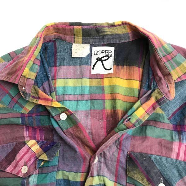 USA Vintage Roper Long Sleeve Western Shirt Multicolor Check L Men(USED)