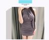 Korean Dongdaemun Style Halter Neck Sleeveless Pleated Bodycon Dress