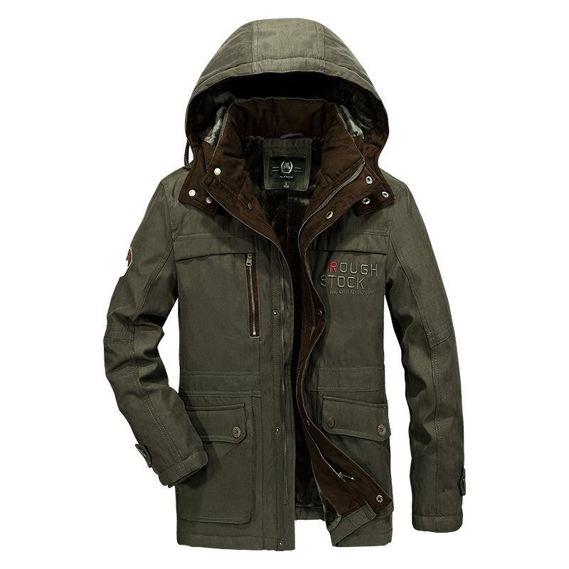 Winter New Medium and Long Large Size Men's Thickened Cotton-padded Casual Cotton-padded Jacket