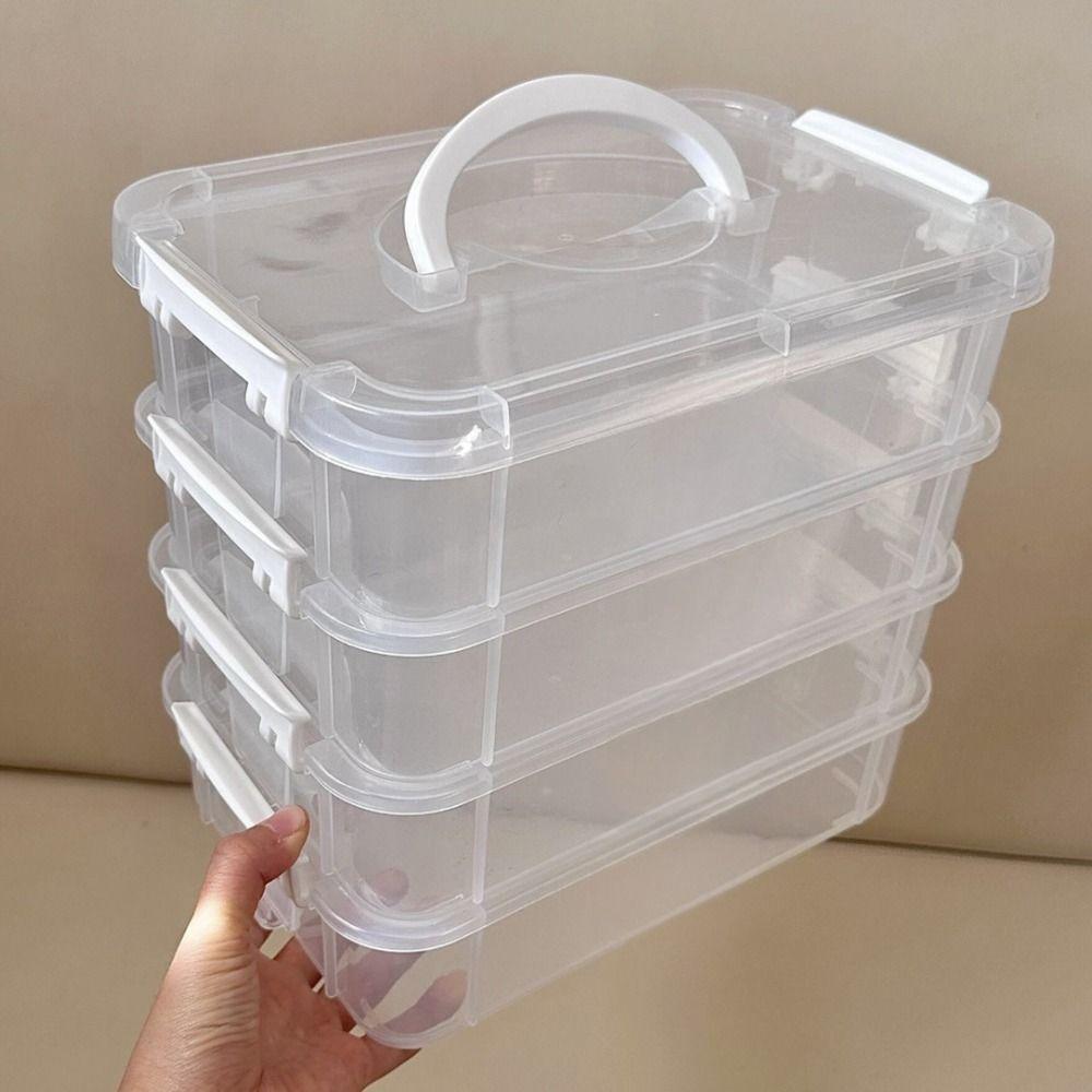 1Pcs Transparent Desk Storage Organizer 4 Layers Jewelry Container Bins Makeup Organizer Box