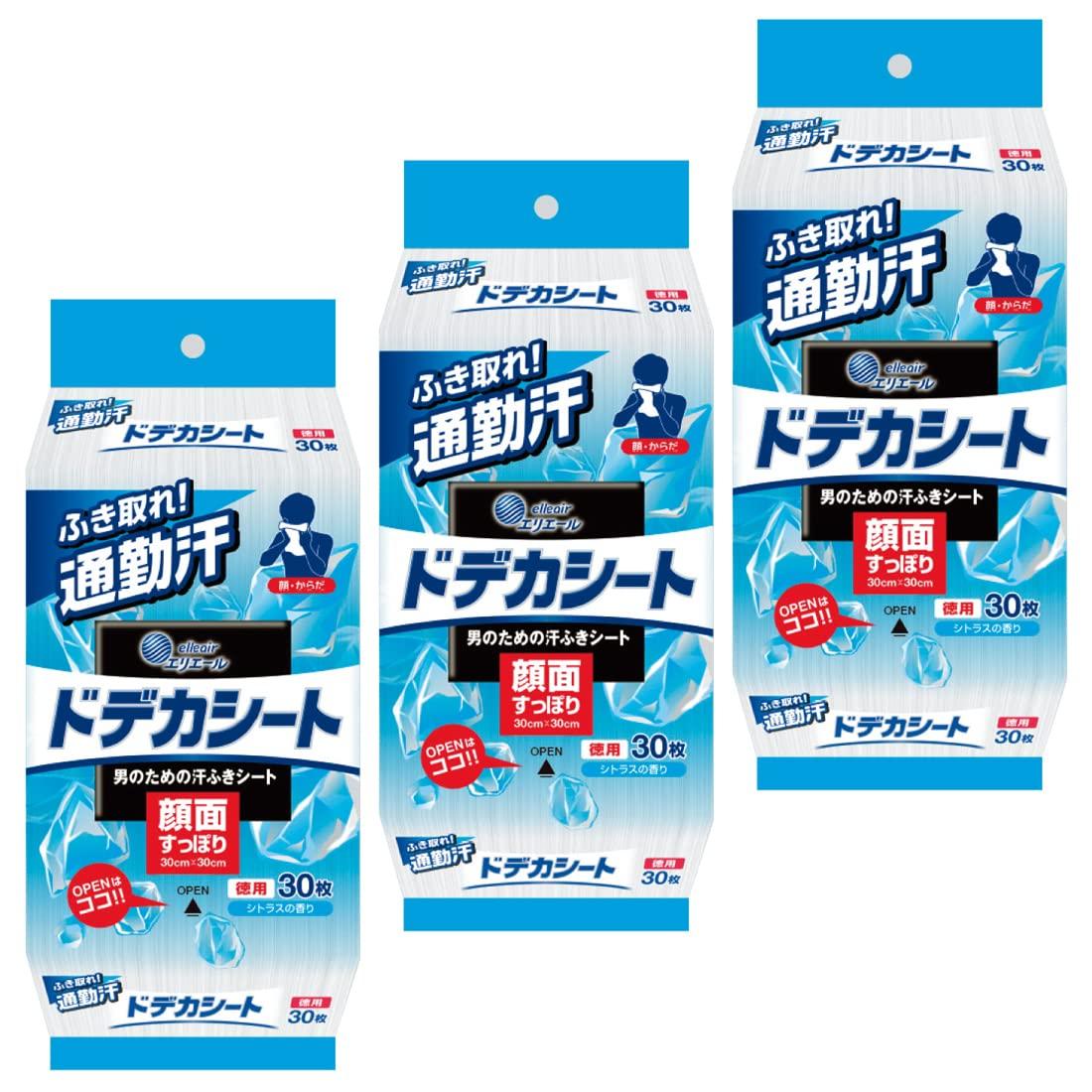 

Elleair Sweat Large Dodeca Sheet for 90 Sheets Sheets x 3 Refreshing Citrus Scent Wipes, Size, Men, (30 Packs), [Bulk Purchase]