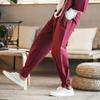 Herr Retro Kinesisk Stil Bomullsbyxor Herr Lös Spännen Knytande Fötter Lediga Haremsbyxor Herr Oversize Joggers Vida Ben Byxor