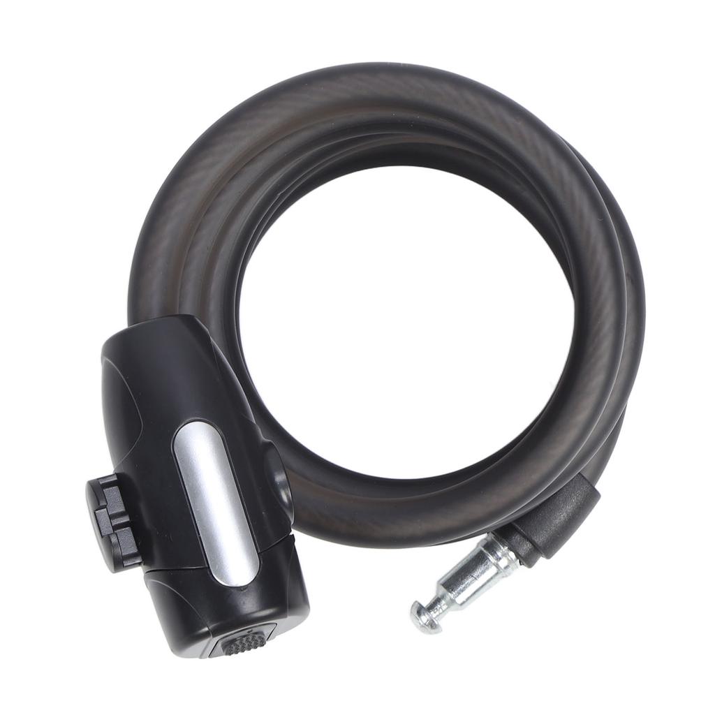 Bike Lock Cable 4.9ft Long Matte Black 2 Keys PVC Thick Steel Rope Coiled Cable Lock with Mounting