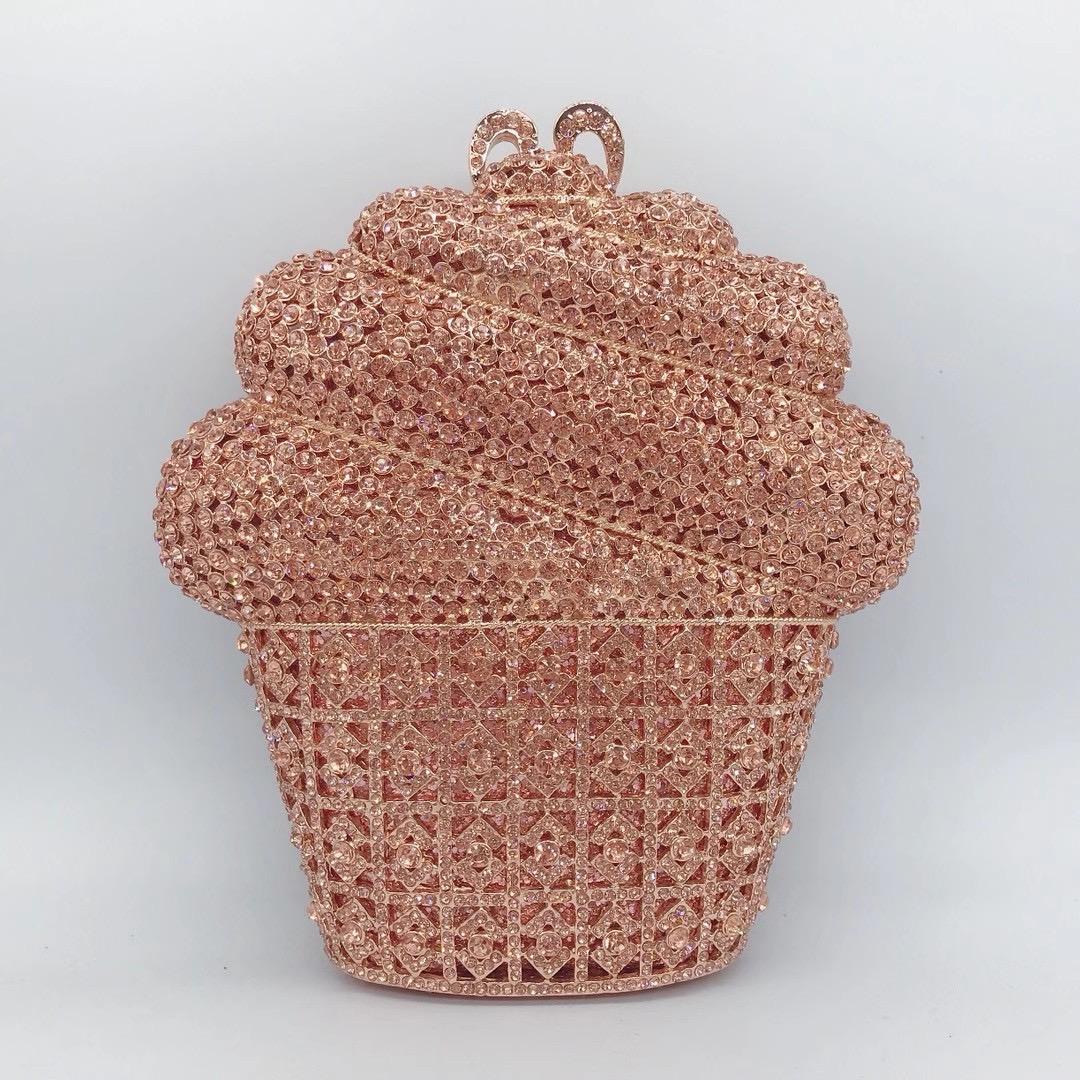 

Fashion Women Ice Cream-Shaped Crystal Rhinestone Diamond Clutch Purse Luxury 7 Colors Chain Handbag Phone Wallet for Party Prom 18.5cmX16.5cmX5.5cm