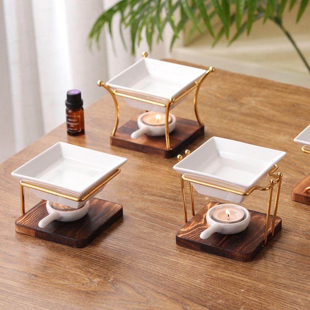 Ceramics Aromatherapy Stove Wooden Base Aromas Diffuser Practical Oil Burners  Home Use