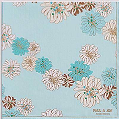 PAUL JOE ACCESSOIRES Handkerchief and White Cotton Approximately Floral Print Large Size & Women's (Blue / 100% / 50cm) (107020-9202-02)