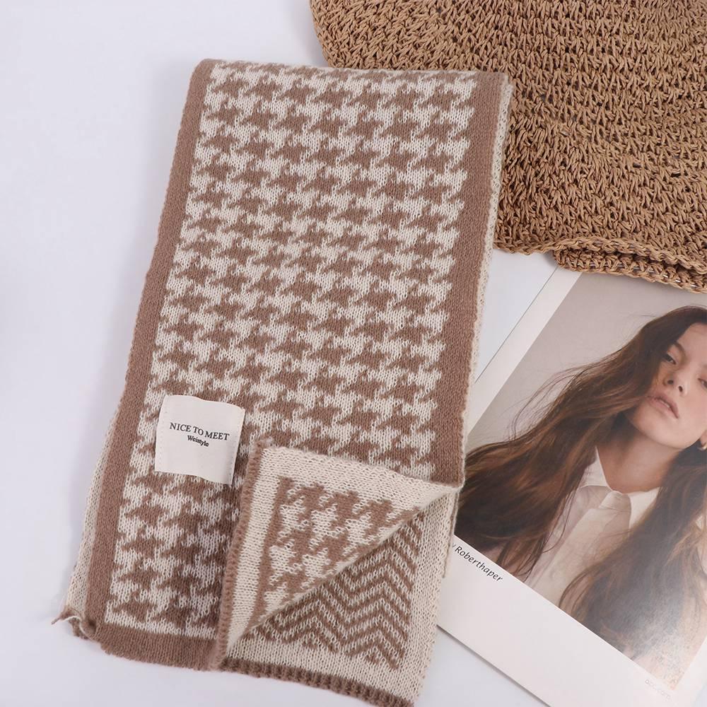 Letter Plaid Knitted Scarf Soft Winter Neck Scarf Fashion Long Warm Lattice Shawl Travel
