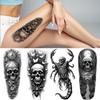 3pcs Temporary Tattoo Roses Black And Grey Realism Spider Butterflies Waterproof Long-lasting Body Stickers Thorns For