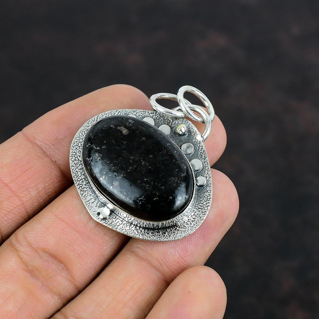 Nuummite Gemstone Pendant Handmade Jewelry Statement Pendant 925 Sterling Silver Pendant Elegant Pendant Dainty Silver Jewelry Gifts For Mom