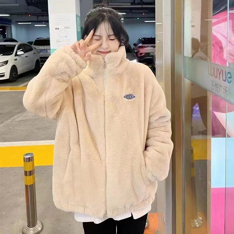 

Imitation fur jacket autumn and winter light new imitation Rex rabbit fur top fluffy short cotton jacket hooded XXL