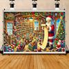 2D Santa Workshop Christmas Photo Backdrop Xmas Party Decor Cloth