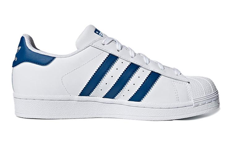adidas Originals SUPERSTAR Comfortable Low Top Skateboard Shoes White Blue Tail Unisex F34163