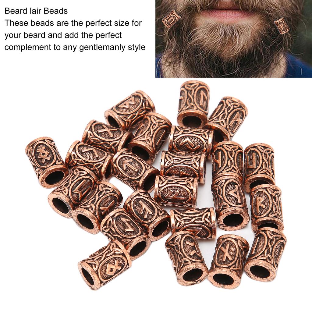 24 szt. Viking Hair Koraliki Broda Vintage Hair Tube Koraliki do zaplatania włosów Bransoletka Wisiorek Naszyjnik
