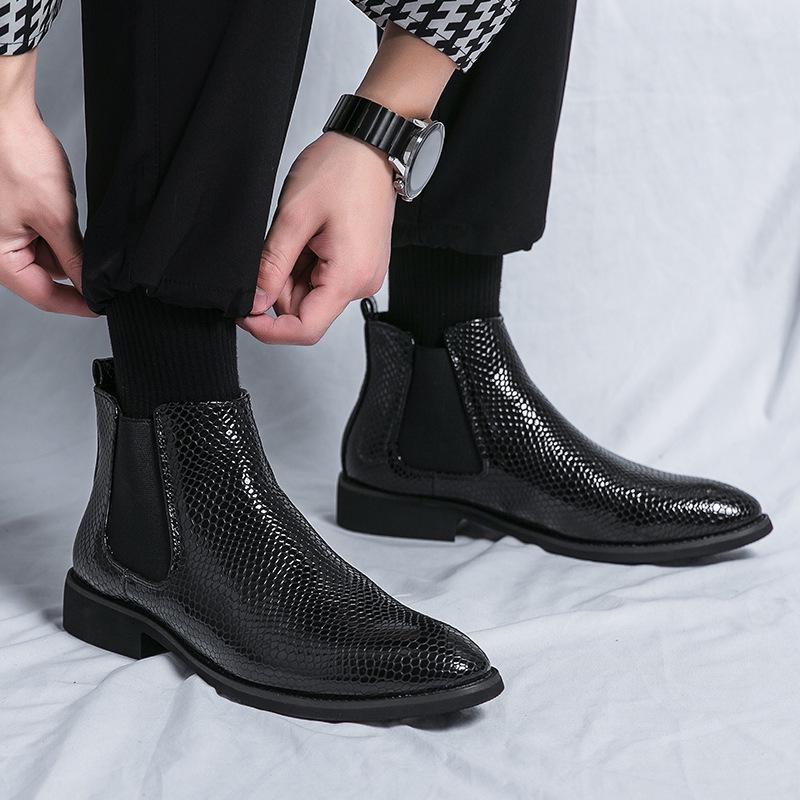 Men's Autumn/Winter 2025 Pointed Toe High-Top Leather Boots – Business Chelsea Slip-On Martins