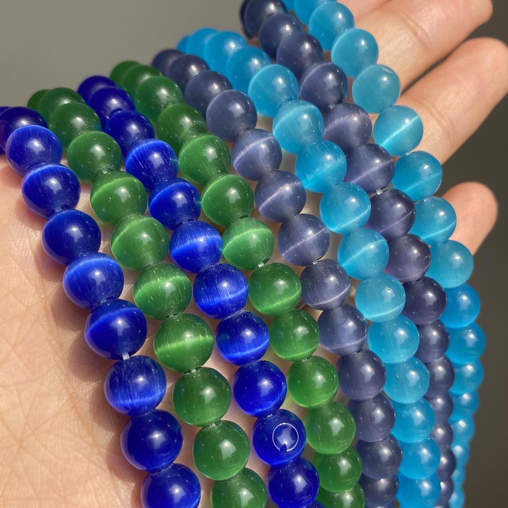 4/6/8/10/12mm Pink Color Cat Eye Opal Beads Natural Stone Glass Loose Beads for Jewelry Making DIY Bracelets Accessories 15''
