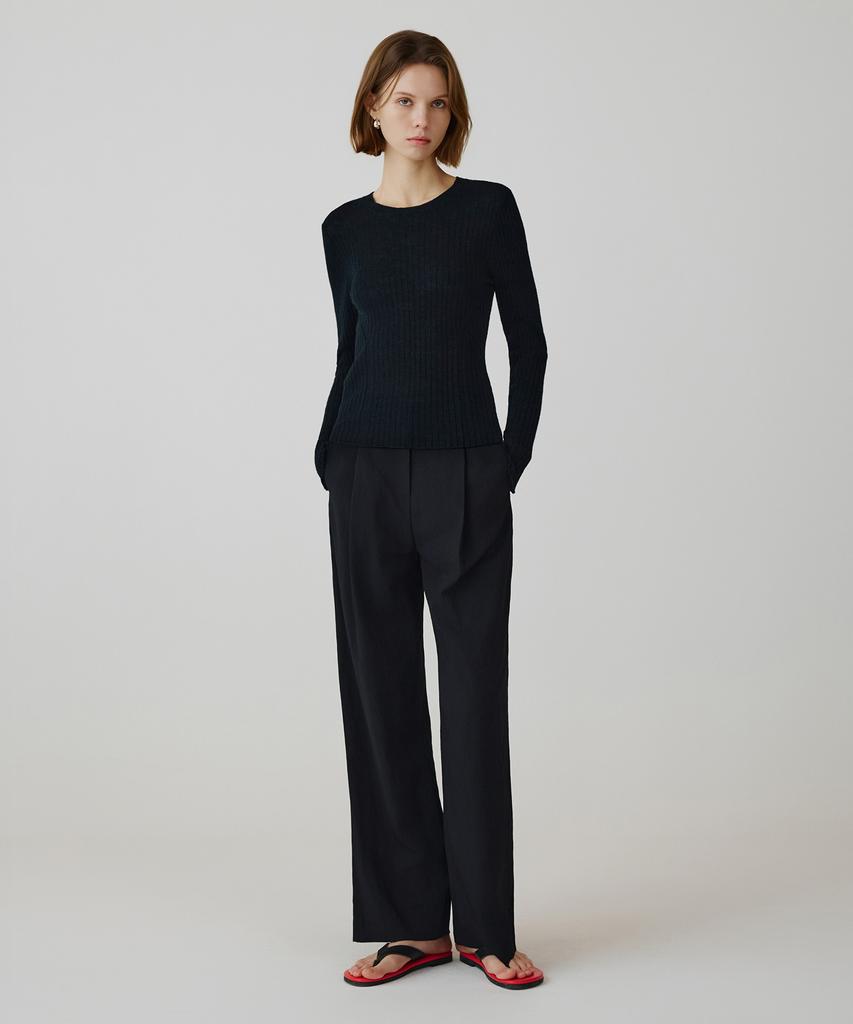 Siyajyu Sikn2177 Hairy Ribbed Knit_Black