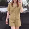 ZANZEA Women Short Sleeve Blouse and Shorts Summer Casual Two Piece Suit Sets