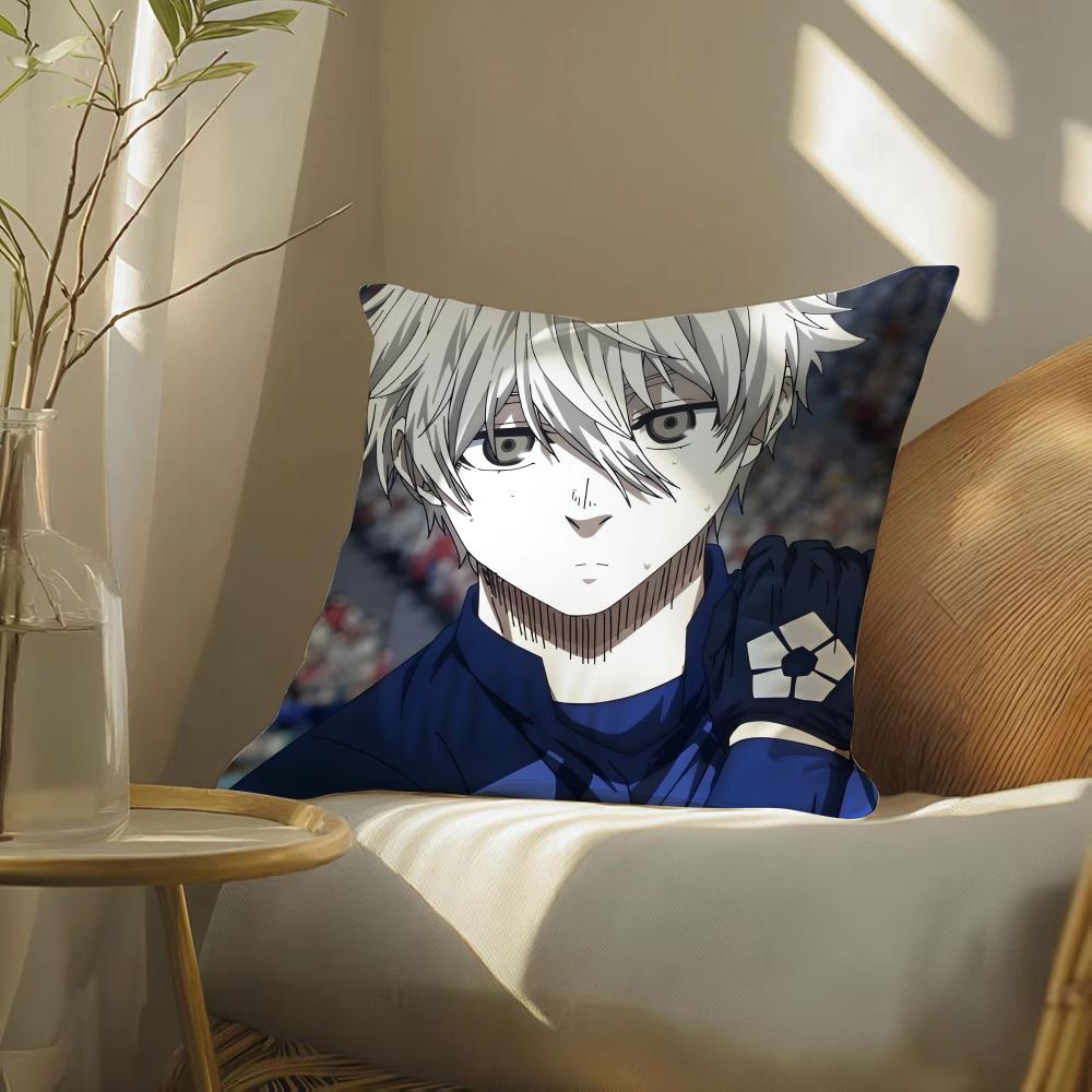 Anime BBlueLock Pillow Case DoubleSided Plush Sofa Cushion Covers Organic Breathable Invisible Zipper