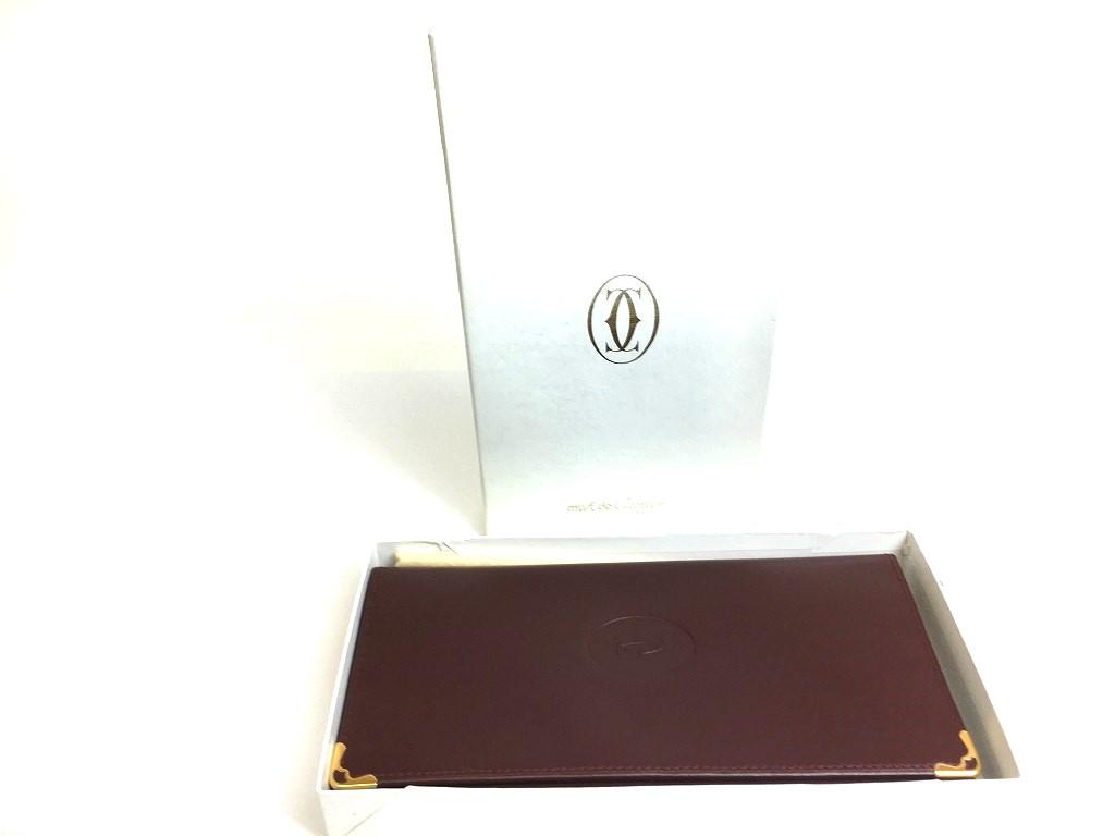Authentic Cartier Must De Cartier Bordeaux Leather Bifold Long Wallet #a547  Refurbished