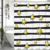 Black and White Stripe Plus Stars Shower Curtain, Bathroom Decorative Shower Curtain, Waterproof Shower Curtain with Hooks