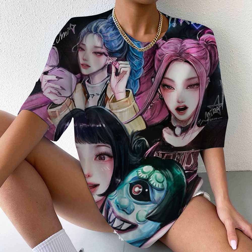 Hot KPop Demon Hunters 3D Print Women T-shirt Summer Casual Loose T Shirt Women Men Harajuku Top