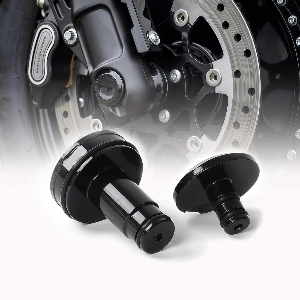 Front Axle Nut Caps for Harley Softail Low Rider ST FXLRST, S FXLRS, S/ST Street Bob, Fat Bob 2018-2026, CNC Billet Aluminum Gloss Black, 2 Pack
