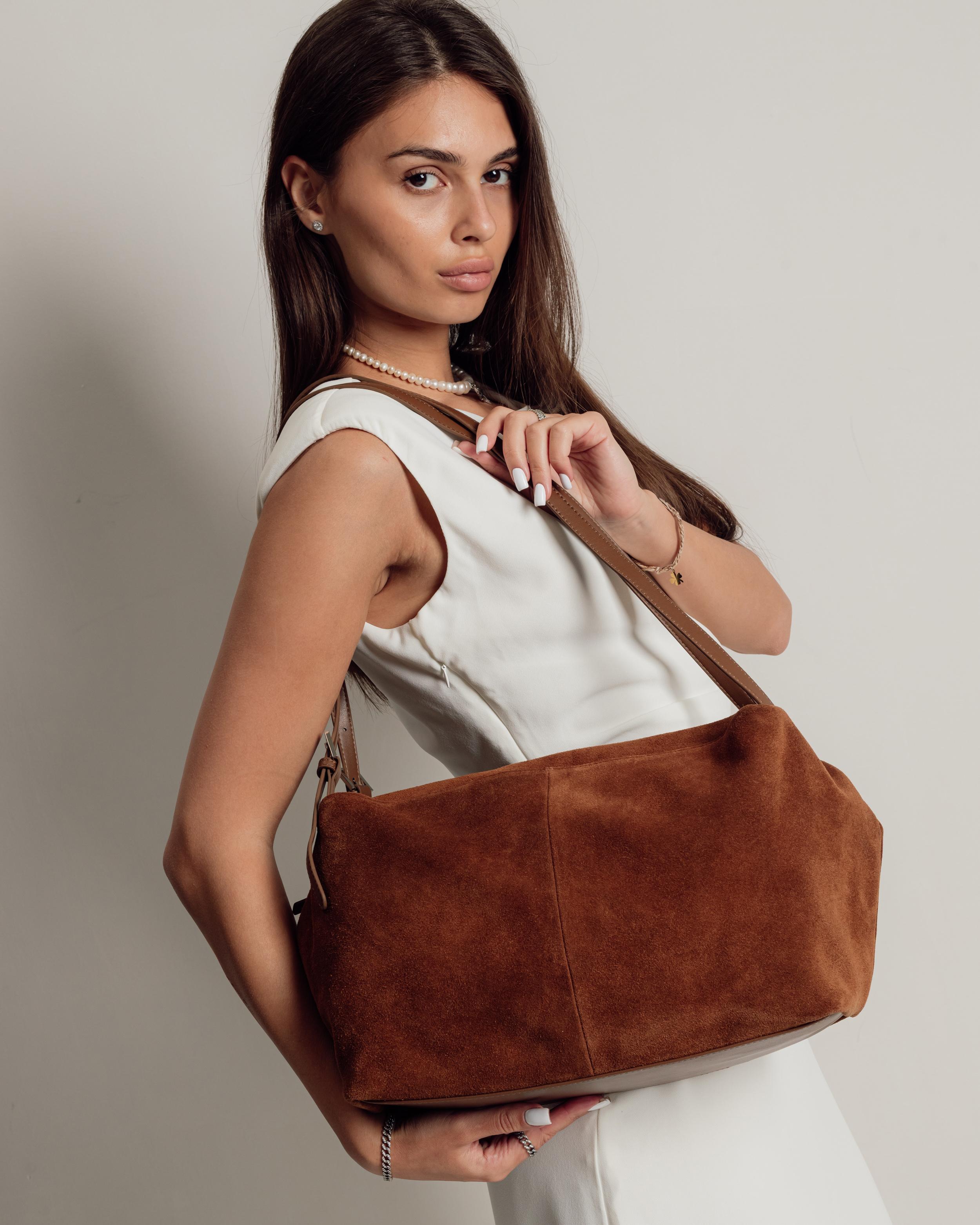 

Women s bag Polina&Eiterou 10068 caramel suede темно-червоний колір