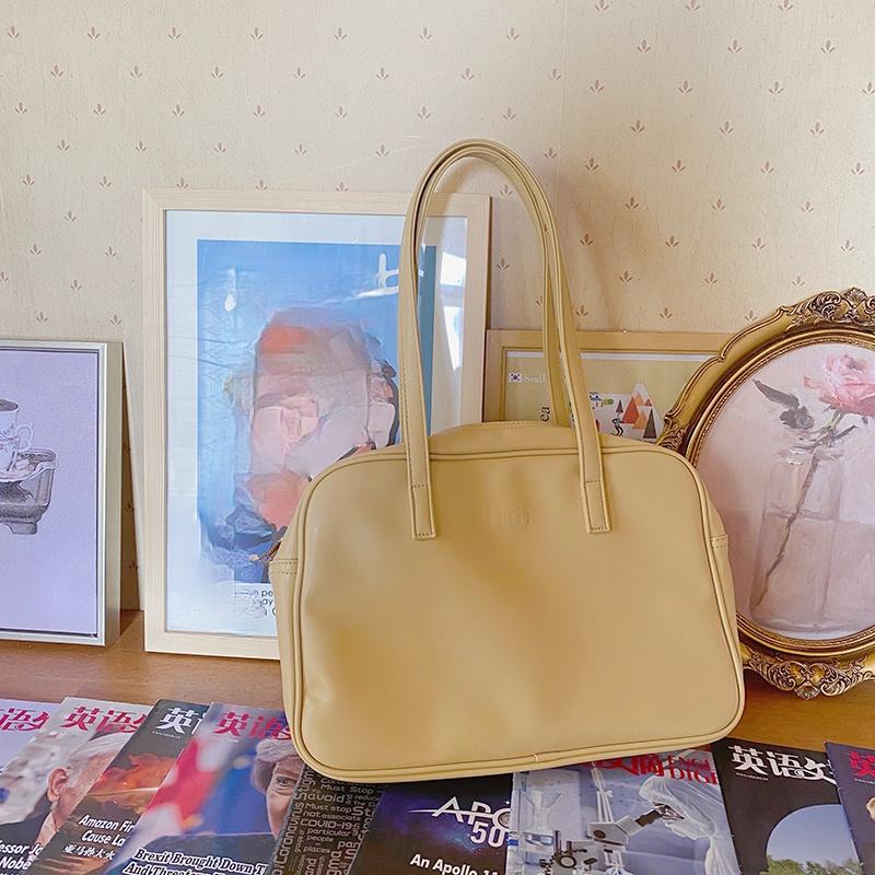 

Soft PU Leather Women Shoulder Bag Simple Large Capacity Ladies Handbags Fashi Solid Color Female Underarm Bags Travel Tote 24x36x8cm абрикосовый