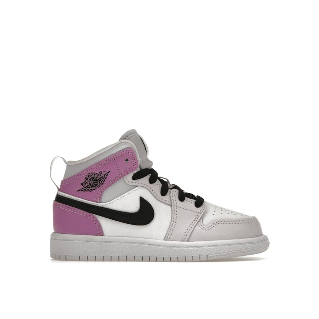 Air Jordan 1 Mid PS Barely Grape Kids Sneakers Purple Black White DQ8424-501