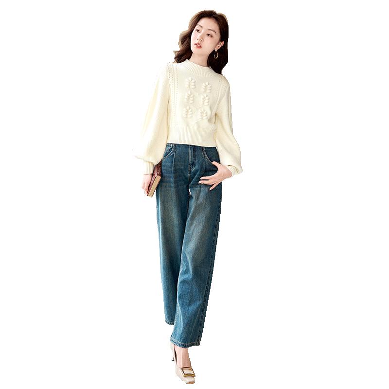 Xiangying Lantern Sleeve Knit Sweater