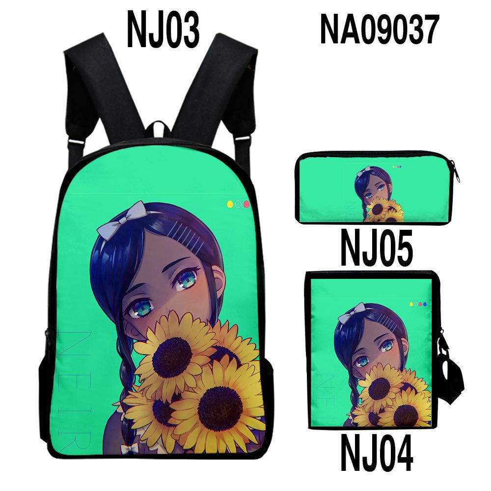 Classic WONDER EGG PRIORITY 3D Print 3pcs/Set Pupil School Bags Laptop Daypack Backpack Inclined Shoulder Bag Pencil Case
