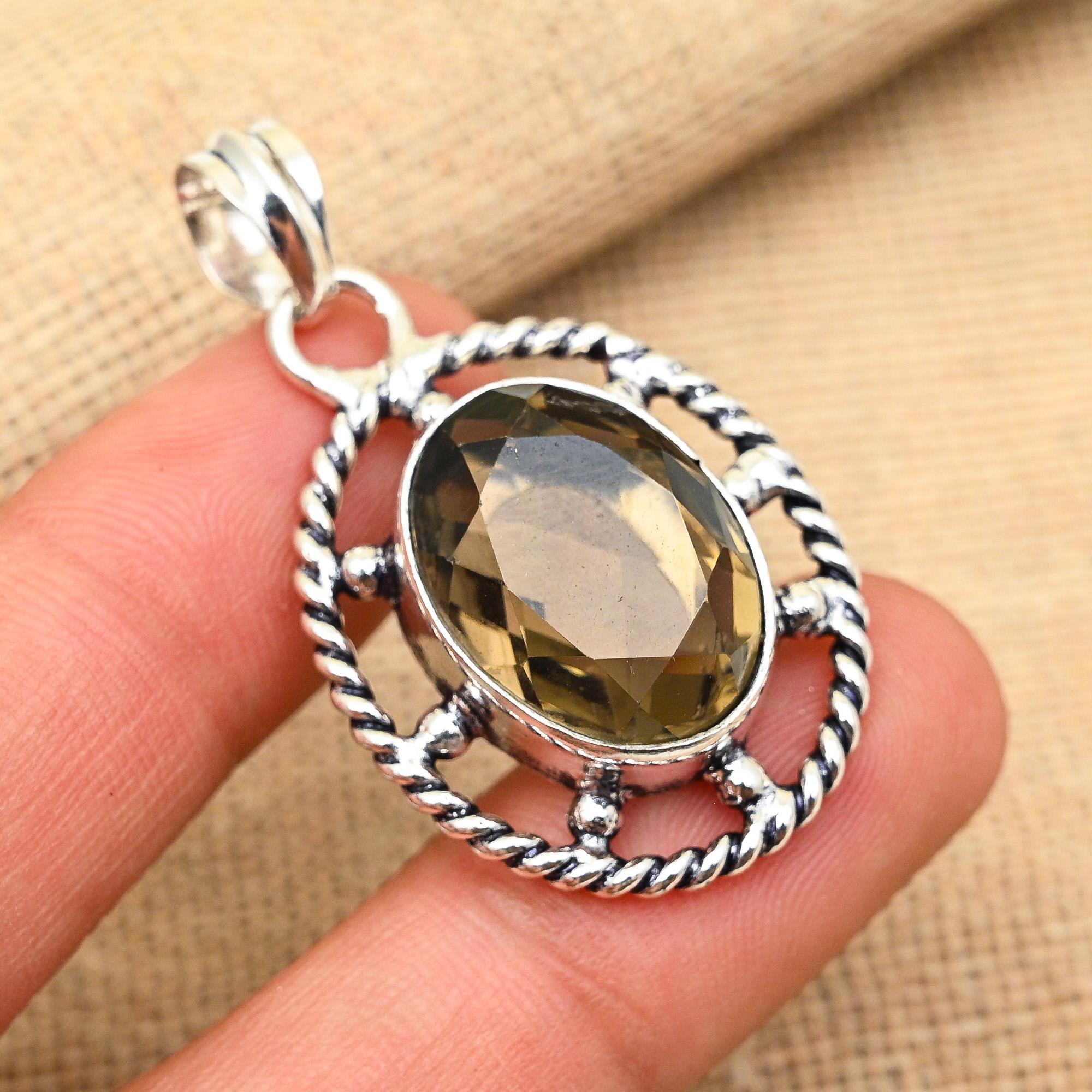 

Восхитительный дымчатый топаз, ювелирный кулон ручной работы из стерлингового серебра 925 пробы