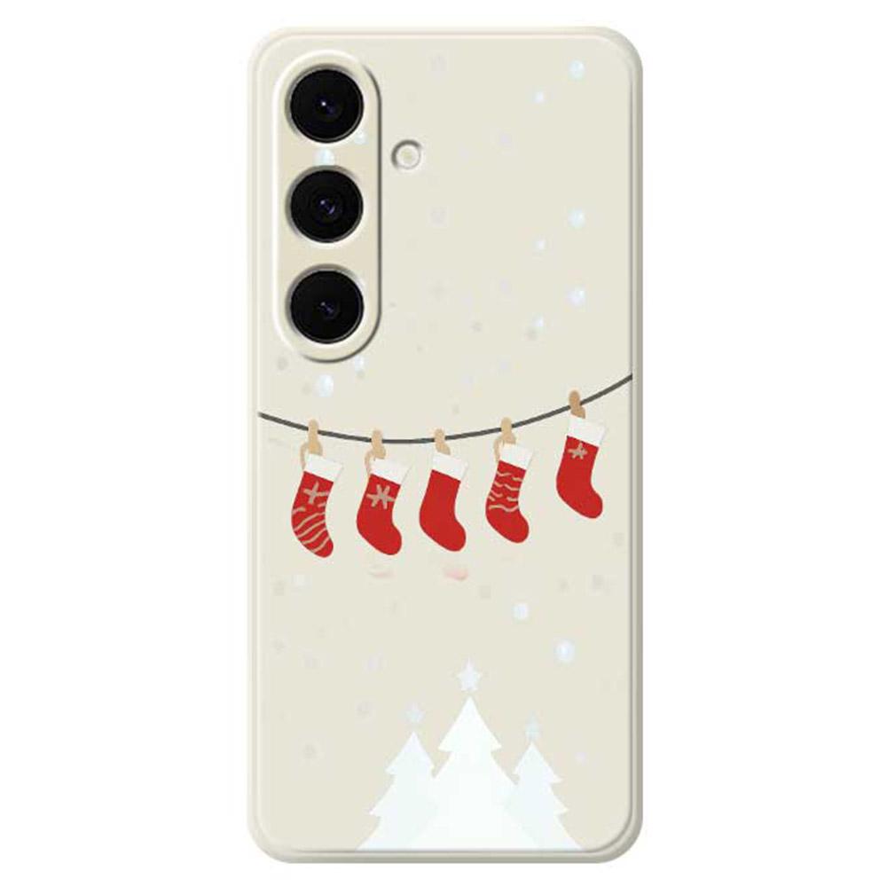 

For Samsung Galaxy S25+ Case Christmas Stockings Pattern Printing Straight Edge TPU Phone Back Cover Beige