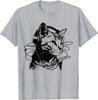 Cat In Headphones Funny Cat Vintage Funny Cat T-Shirt Graphic T Shirts Oversized T Shirt Cotton Four Seasons Daily Tees Casual