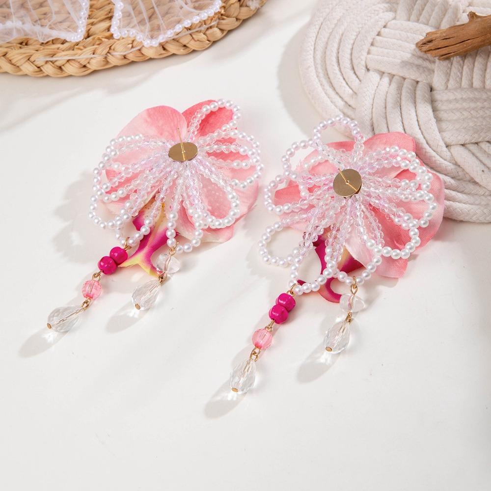 Bohemia Long Tassel Earrings Multicolor Large Flower Earrings Flower Pendant Earrings Women