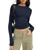 Autumn Long-Sleeve Slimming Pullover: Women's Round Neck Top