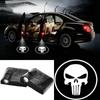 2pcs Wireless Universal Car Projection LED Projector Door Shadow Logo Light Welcome Lamps Courtesy Lights Kit Magnet Sensor White Skull