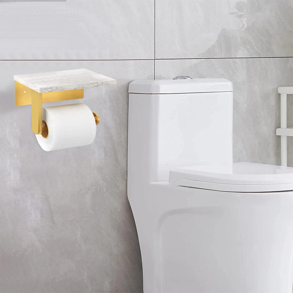 Marble Paper Storage Rack Metal Modern Style Paper Towel Dispenser Multifunctional with Phone Holder for Home Kitchen Bathroom
