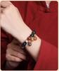 Multicolored Incense Ash Glazed Handcrafted Beaded Bracelet with Swallowing Gold Beast Design for Five-Color Benming Year