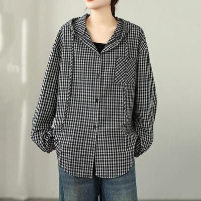 Langarm Oversize Vintage Hemden & Blusen für Bluse Lässige lockere Frühling Herbst Oberteile Damen Knopfleiste Hemd