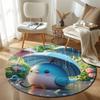 Bohemian Round Butterfly Multicolor Rug Pad, Non-Slip Floor Mat for Bathroom