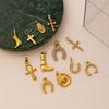 Retro Gold Multi-Element Pendant Collection: Cowboy Boots, Cross, Horseshoe - Exquisite DIY Jewelry Accessories