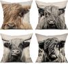 Highland Cow Throw Pillowcase, Decorative Cow Print Linen Pillowcase Sofa Cushion Living Room Car Bedroom Cushion Cover